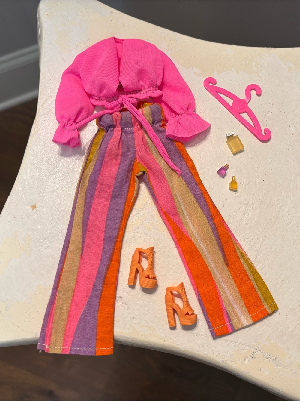 Vintage Barbie Doll Retro Outfit handmade Pants, Top, Shoes, & Accessories